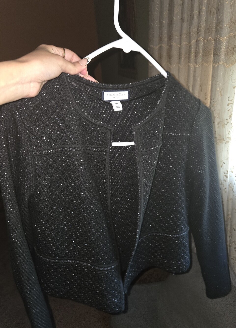 Charter Club Black Sparkle Open Cardigan